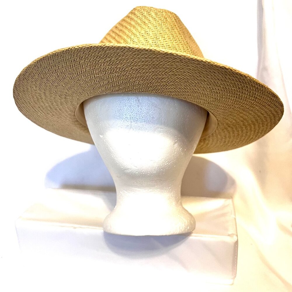 Panama Jack Original Tan Straw Natural Hat-Brown Band-12 1/2' dia.-Inside 6 1/2 - Picture 7 of 15